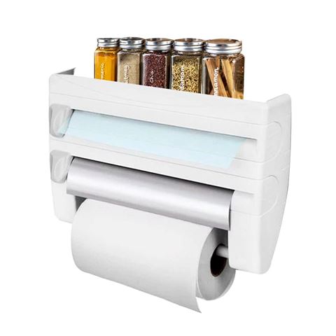 Dispensador 4 en 1 para Cocina: Papel, Aluminio y Cortador Integrado